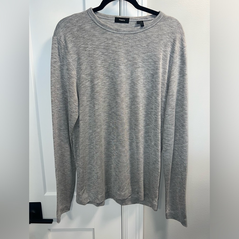 Theory Essential Long Sleeve Grey Shirt | Men’s Size Large